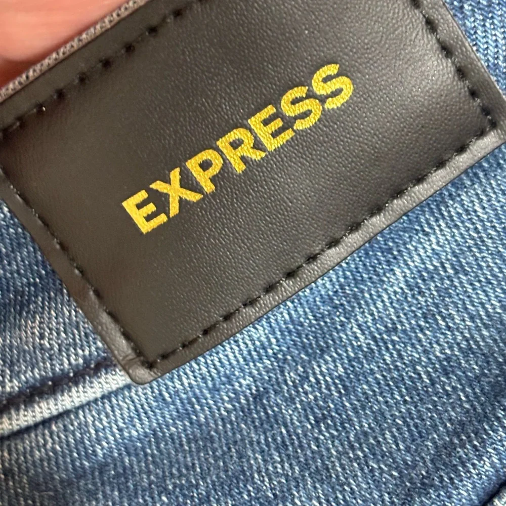 Express High Rise Button-Fly Blue Jeans - Picture 4 of 4